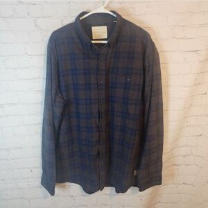 Men's Weatherproof Blue and Black Plaid Button-Up Shirt, Size XXL